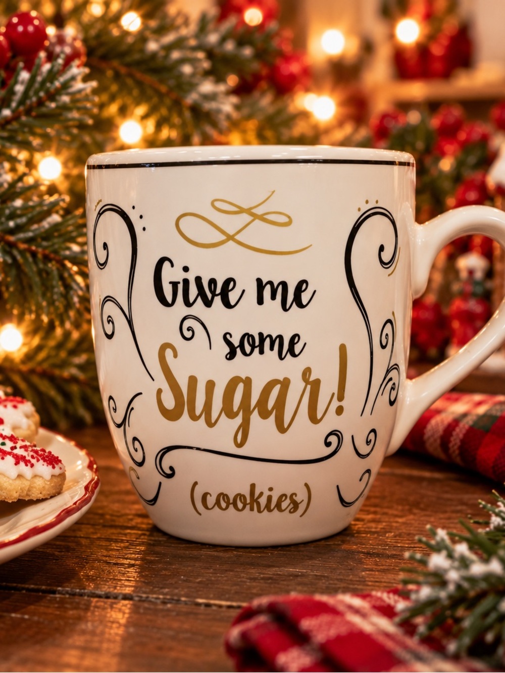 Fitz & Floyd Give Me Some Sugar Cookies Coffee Mug Holiday Christmas 10oz